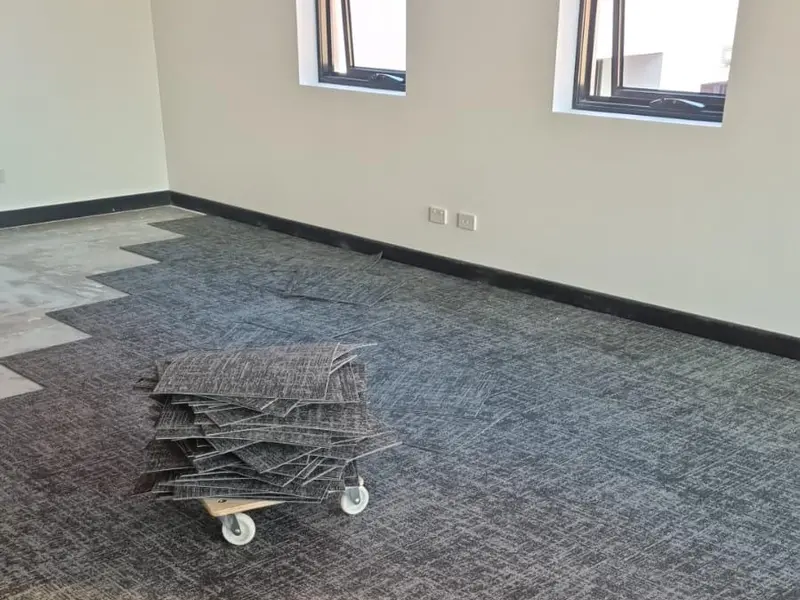 Carpet tiles installed in a commercial space